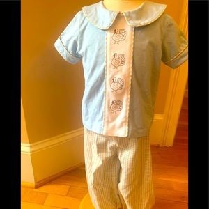 Thanksgiving Infant Boys Shadow Stitch Outfit